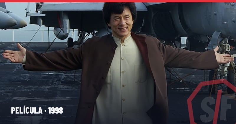 Jackie Chan à Hong Kong en 2002, sur le pont du porte-avions USS Kitty Hawk